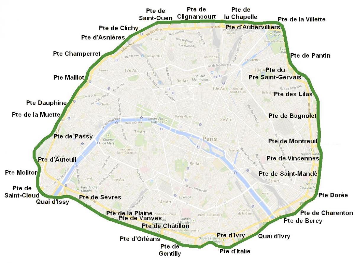 خريطة بوابات مدينة باريس