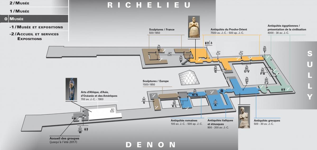خريطة متحف اللوفر المستوى 0