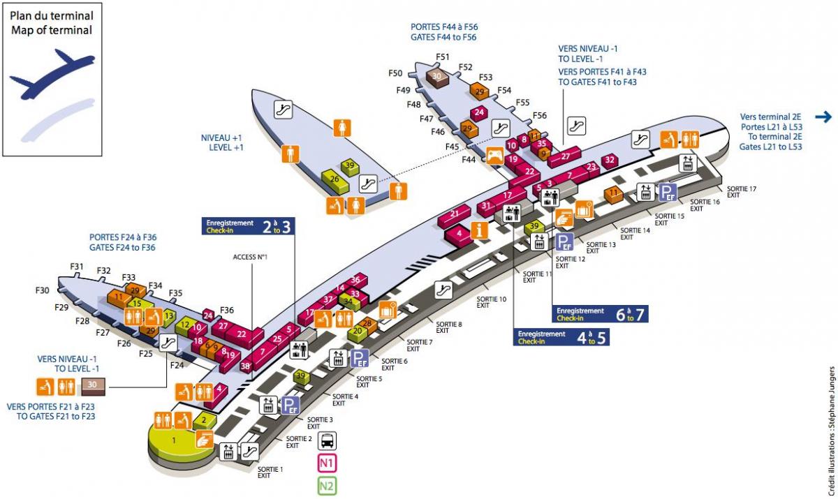 خريطة CDG airport terminal 2F