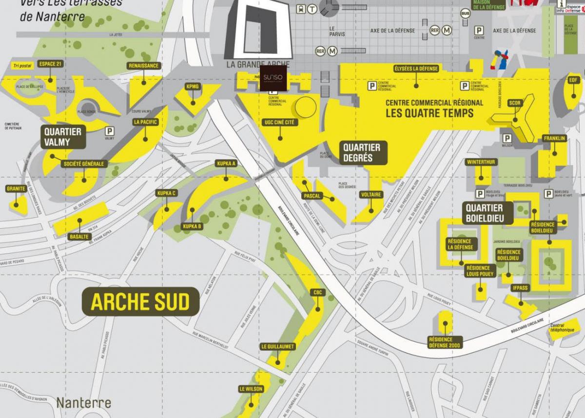 خريطة La Défense جنوب Arche