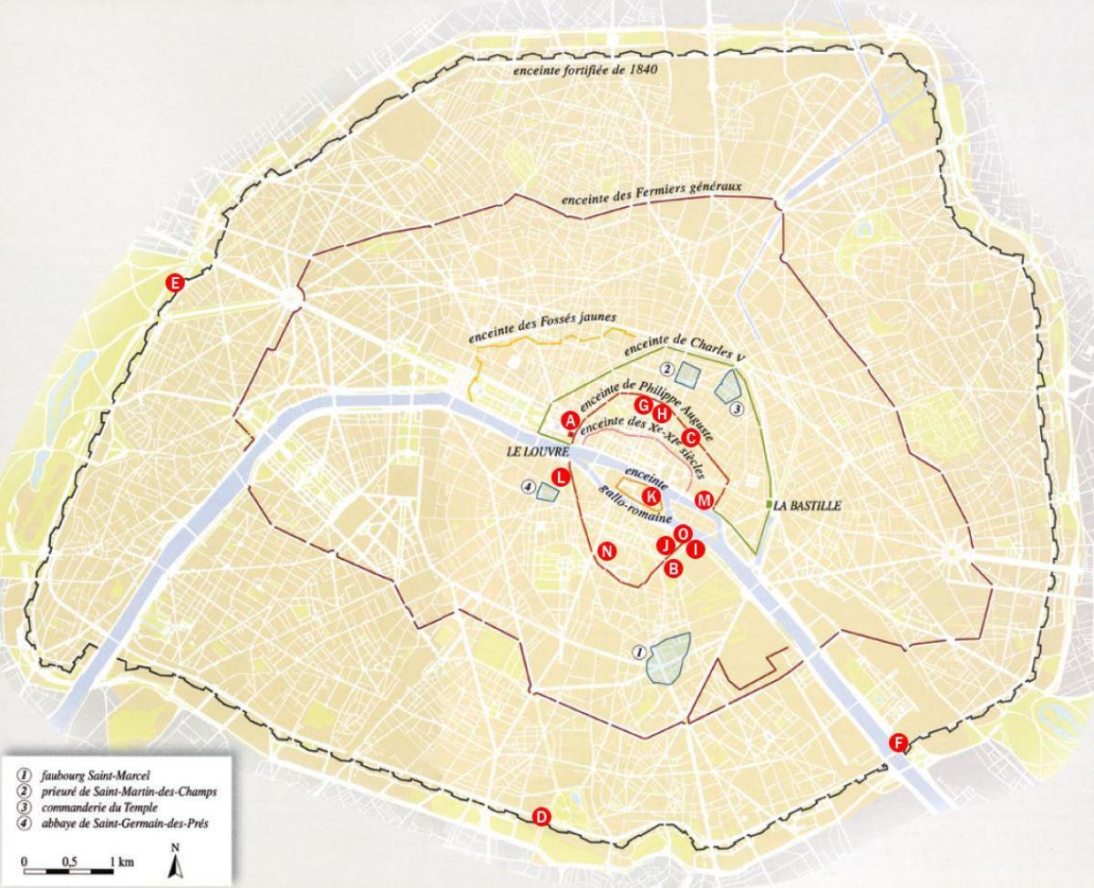 خريطة أسوار مدينة باريس