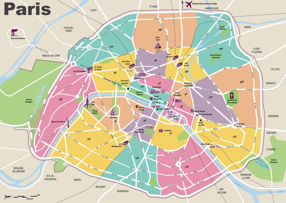 خريطة من معالم باريس