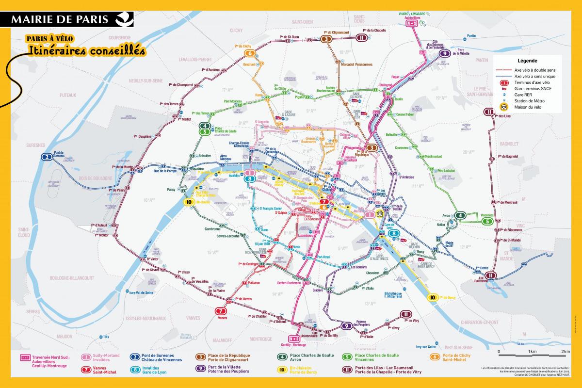 خريطة باريس ركوب الدراجة