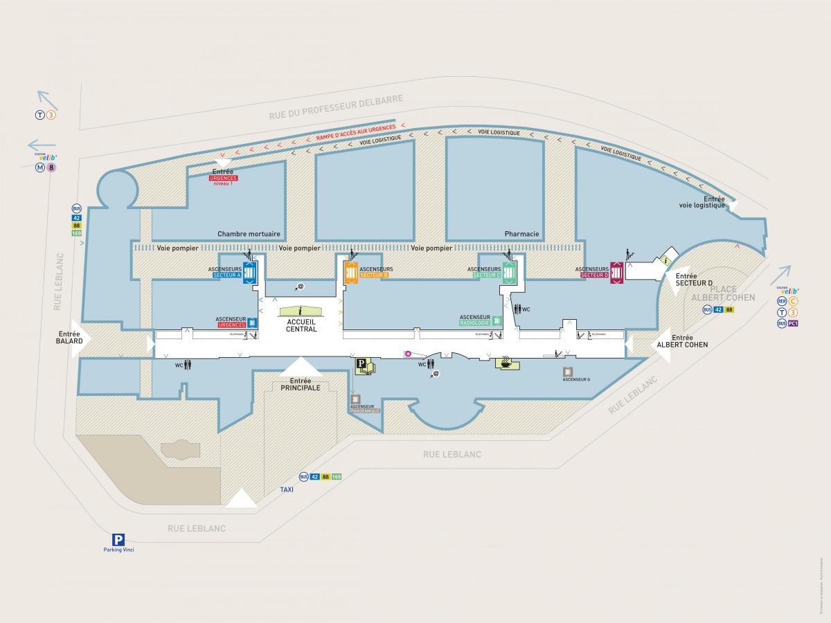 خريطة جورج بومبيدو المستشفى
