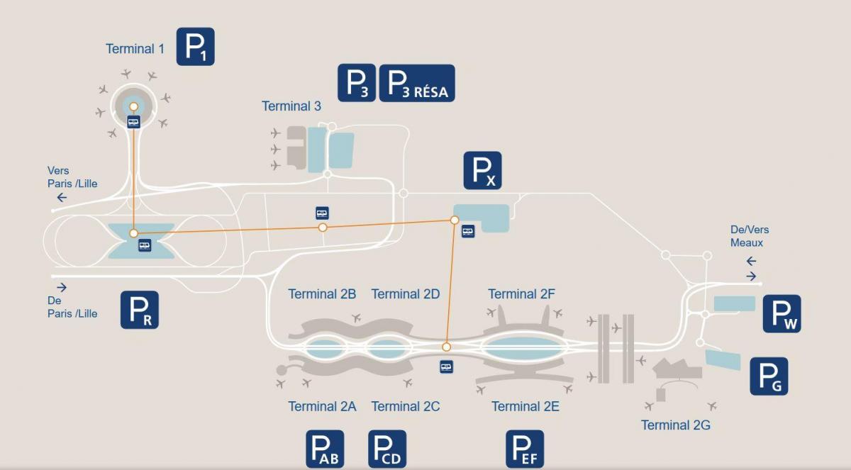 خريطة مطار شارل ديغول وقوف السيارات