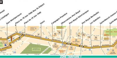 خريطة حافلة باريس خط 91