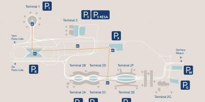 خريطة مطار شارل ديغول وقوف السيارات
